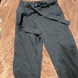 Black paper bag waist pants